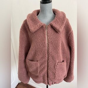 Zip Front Teddy Jacket Size L